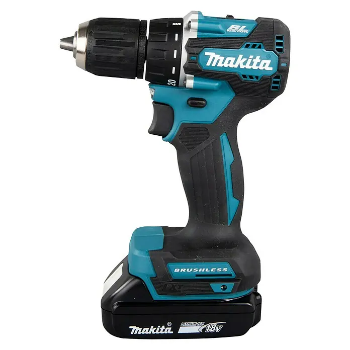 Makita LXT 18V Akku-Bohrschrauber DDF487RAJ - 18 V, 2 Akkus, 2 Ah - Makita Akku-Bohrschrauber mit blau-schwarzem Design und 18V Lithium-Ionen Akku für vielseitige Bohrarbeiten.
