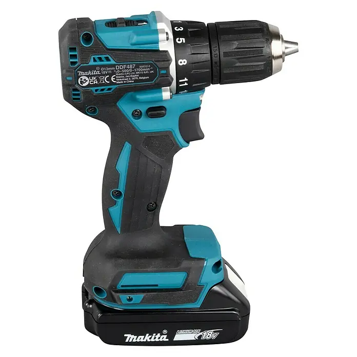 Makita LXT 18V Akku-Bohrschrauber DDF487RAJ - 18 V, 2 Akkus, 2 Ah - Akkubohrschrauber von Makita: Ein robustes und zuverlässiges Werkzeug für Bohr- und Schraubarbeiten mit hoher Leistung und langer Lebensdauer.