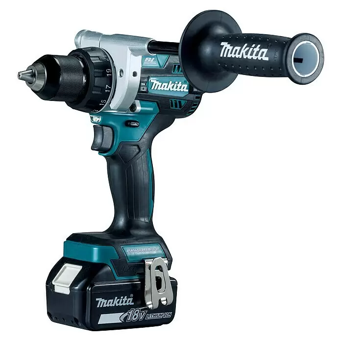 Makita LXT 18V Akku-Bohrschrauber DDF486RTJ18 V, 2 Akkus, 5 Ah, 130 Nm Diagonal View