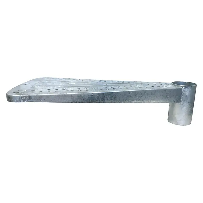 Dolle Außentreppe Gardenspin - Durchmesser: 185 cm, Geschosshöhe: 307,5 cm - 352,5 cm, Lochblechstufen, Silber - Aufnahmebügel für Leitern in Silber. Das langlebige Zubehör sorgt für einen sicheren und stabilen Stand Ihrer Leiter.