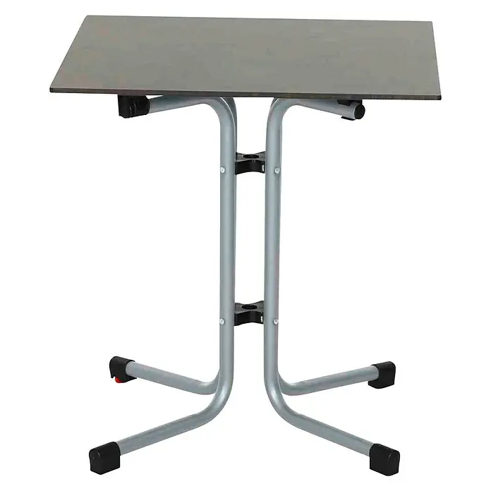 Siena Garden Balkontisch Sola - L x B x H: 60 x 60 x 71 cm, Stahl, HPL, Klappbar, Quadratisch, Silber/Dunkelgrau - Moderner grauer Beistelltisch mit stabilen Metallbeinen und rutschfesten Füßen, ideal für Wohnzimmer oder Büro.