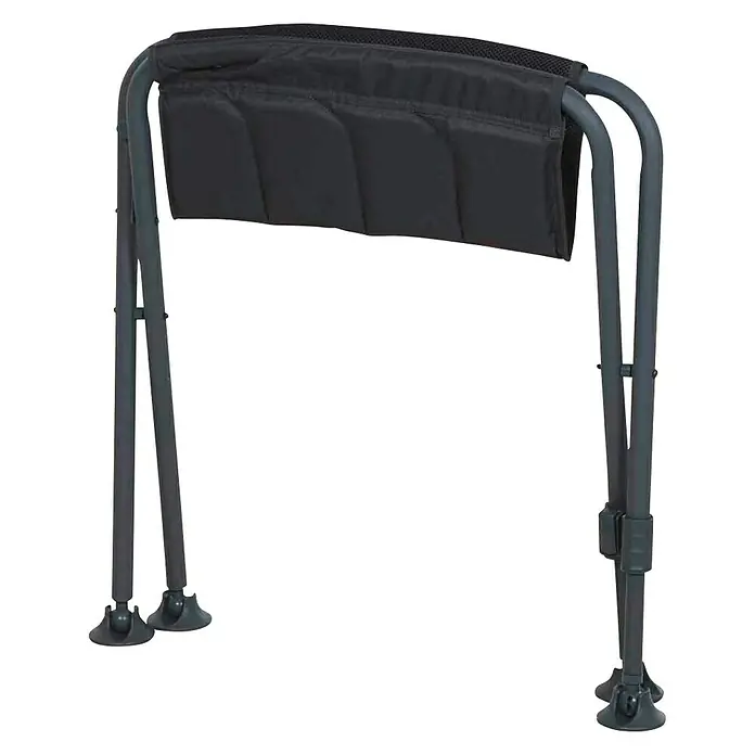 Siena Garden Gartenhocker Premium+ - Klappbar, Anthrazit, B x T x H: 66 x 52 x 52 cm - Abgebildet ist ein verstellbarer, gepolsterter Stuhl mit schwarzem Bezug und grauem Rahmen, ideal für Camping oder Outdoor-Aktivitäten.