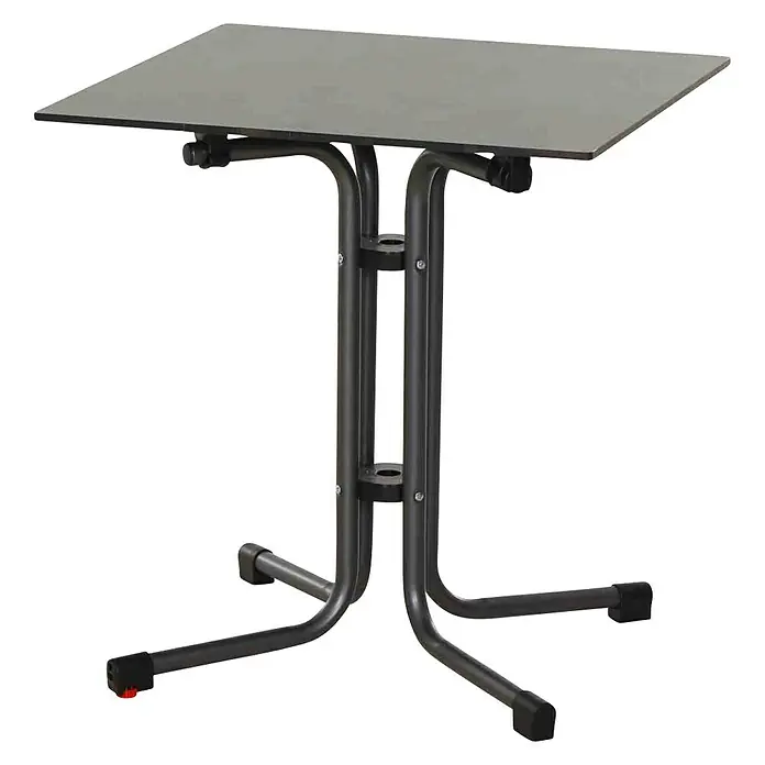 Siena Garden Balkontisch Sola - L x B x H: 60 x 60 x 71 cm, Stahl, HPL, Klappbar, Quadratisch, Anthrazit - Dieser graue, klappbare Beistelltisch ist ideal für kleine Räume und bietet eine praktische Oberfläche.
