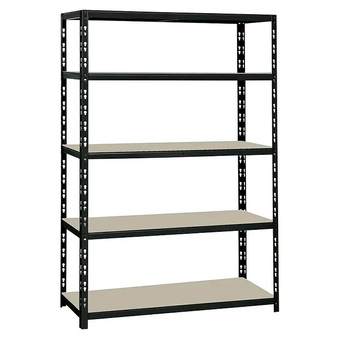 Regalux Schwerlastregal XL - H x B x T: 180 x 120 x 50 cm, Traglast pro Boden: 290 kg, Anzahl Böden: 5 Stk., Stecken, Schwarz - Ein robustes Regal mit fünf Ebenen. Ideal für Lagerung und Organisation. Das Regal bietet viel Stauraum durch die verschiedenen Ebenen.