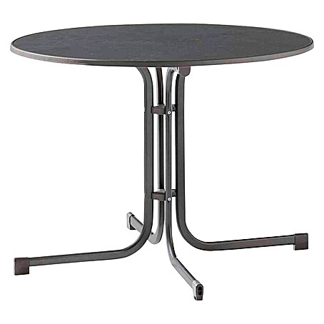 Sieger Gartentisch rund (Ø x H: 100 cm x 72 mm, Stahl, Mecalit, Graphit, Klappbar)