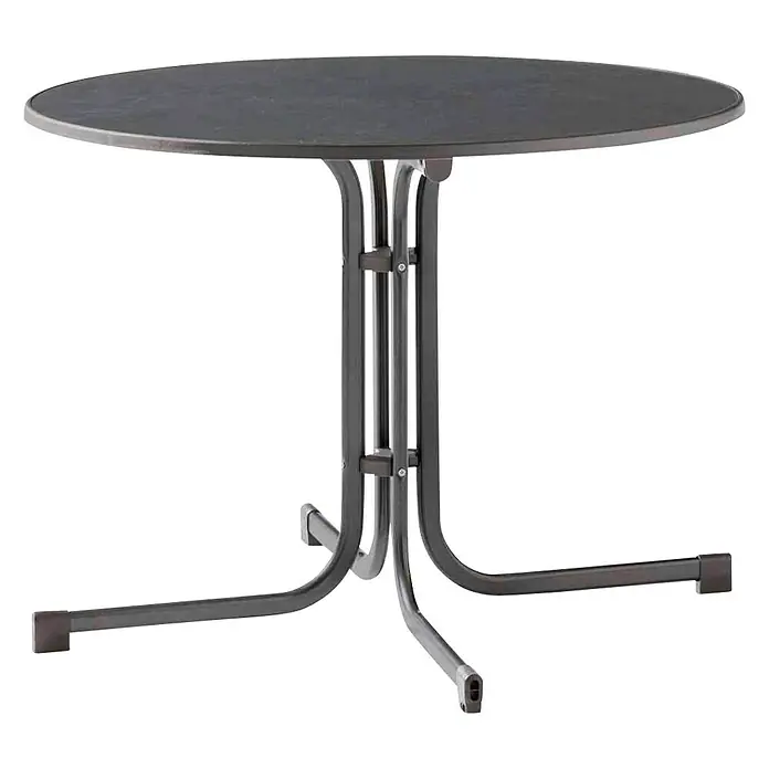 Sieger Gartentisch rund - Ø x H: 100 cm x 72 mm, Stahl, Mecalit, Graphit, Klappbar - Dieser runde Metalltisch mit elegantem Design ist perfekt für jeden Raum. Seine robuste Konstruktion verspricht Langlebigkeit.
