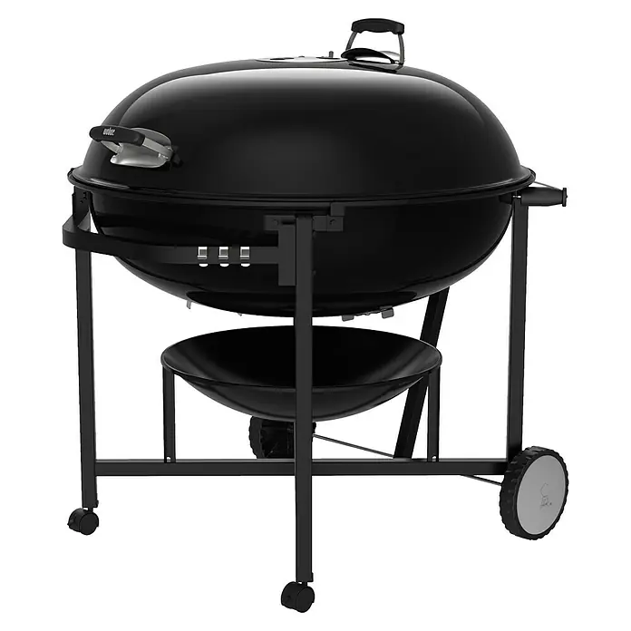 Weber Kugelgrill Ranch Kettle - Durchmesser Grillfläche: 94 cm, Schwarz - Schwarzer Kugelgrill von Weber mit Deckel, Griff und Rädern für den einfachen Transport.