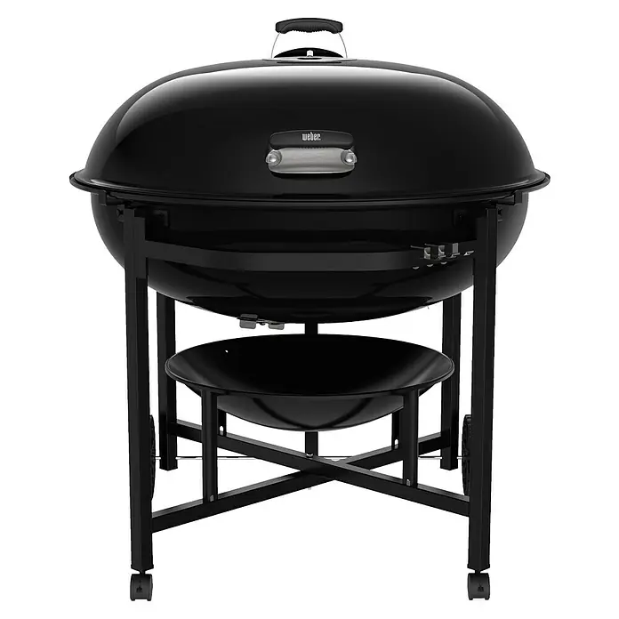 Weber Kugelgrill Ranch Kettle - Durchmesser Grillfläche: 94 cm, Schwarz - Schwarzer Weber Holzkohlegrill mit Deckel und Ablagefläche. Perfekt zum Grillen im Freien mit praktischem Design und Mobilität.