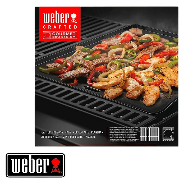 Weber Crafted Plancha para barbacoa - L x An: 41,3 x 40,1 cm, hierro fundido - Plancha Weber Crafted: Ideal para asar alimentos pequeños. Gourmet BBQ System para infinitas posibilidades culinarias.