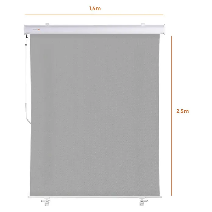 SmartSun Toldo para balcón Neo Lux - Gris piedra, Ancho: 1,4 m - Estor enrollable gris con dimensiones de 1,4 m de ancho y 2,5 m de alto. Ideal para ventanas.