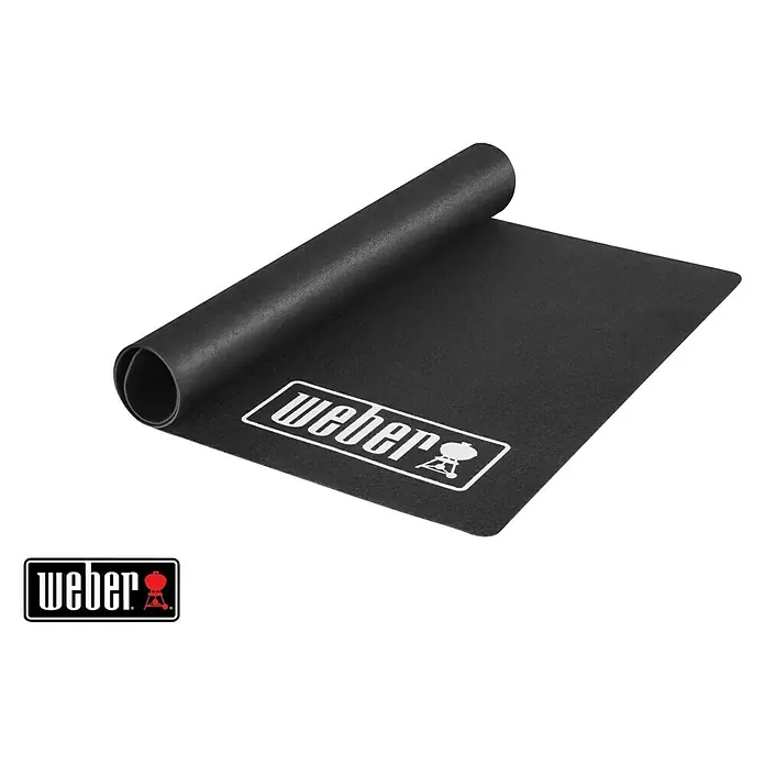 Weber Estera de protección de suelo - L x An: 180 x 100 cm, Negro - Alfombrilla para parrilla Weber para proteger el suelo de salpicaduras de grasa y suciedad. Duradera, resistente al calor y fácil de limpiar.