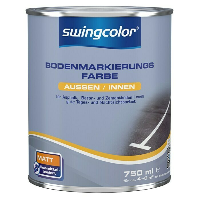 swingcolor Bodenmarkierungsfarbe (Weiß, 750 ml, Matt, Lösemittelbasiert)