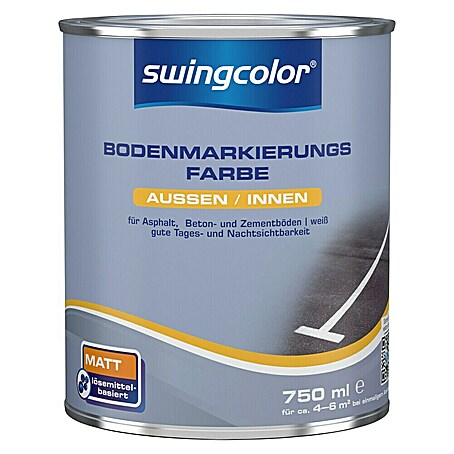 swingcolor Bodenmarkierungsfarbe (Weiß, 750 ml, Matt)