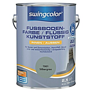 swingcolor 2in1 Flüssigkunststoff / Fußbodenfarbe RAL 7001 (Silbergrau, 2,5 l, Seidenmatt)