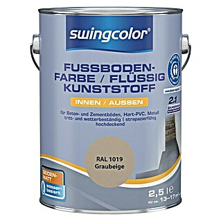 swingcolor 2in1 Flüssigkunststoff / Fußbodenfarbe RAL 1019 (Graubeige, 2,5 l, Seidenmatt)