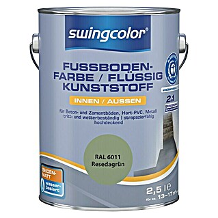 swingcolor 2in1 Flüssigkunststoff / Fußbodenfarbe RAL 6011 (Resedagrün, 2,5 l, Seidenmatt)
