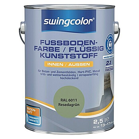 swingcolor 2in1 Flüssigkunststoff / Fußbodenfarbe RAL 6011 (Resedagrün, 2,5 l, Seidenmatt)