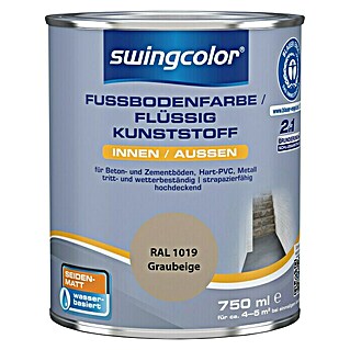 swingcolor 2in1 Flüssigkunststoff / Fußbodenfarbe RAL 1019 (Graubeige, 750 ml, Seidenmatt)