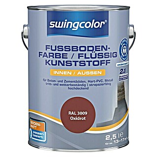 swingcolor 2in1 Flüssigkunststoff / Fußbodenfarbe RAL 3009 (Oxidrot, 2,5 l, Seidenmatt)