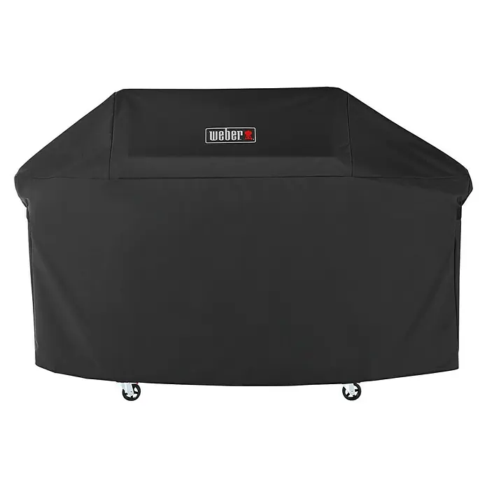 Weber Premium Grill-Schutzhülle - Passend für: Weber Genesis 400-Serie, Kunststoff - Schwarze Weber Grillabdeckung zum Schutz vor Witterungseinflüssen. Mit dem Weber Logo versehen und rollbar für einfache Handhabung.