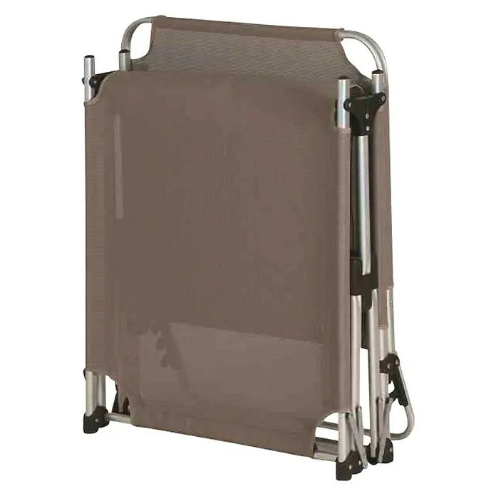 Siena Garden Gartenliege XXL - Taupe, Aluminium, Rückenlehne verstellbar - Zusammengeklapptes Feldbett in Braun mit silbernem Gestell für Camping oder den Garten. Praktisch und platzsparend.