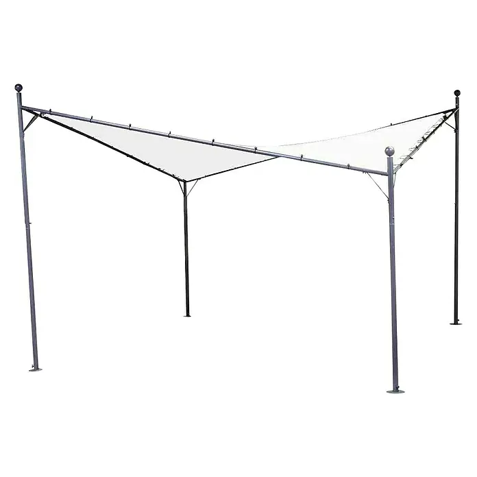 Siena Garden Schirmpavillon Berlino - B x T: 400 x 400 cm, Farbe Gestell: Grau, Stahl, Farbe Dach: Weiß - Elegantes Pavillon mit dreieckigem Sonnensegel. Das silberne Gestell bietet Stabilität und das Segel spendet Schatten.