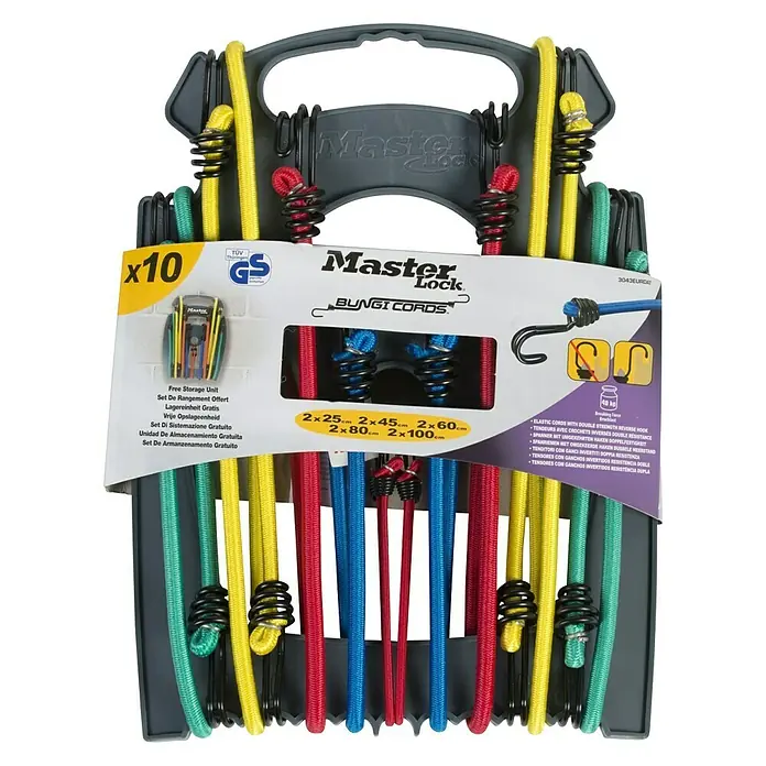 MasterLock Gepäckspanner-Set Twin Wire&Trade - 10 -tlg. - Master Lock Gummiseile Set mit 10 Spanngurten in verschiedenen Größen für vielseitige Anwendungen.