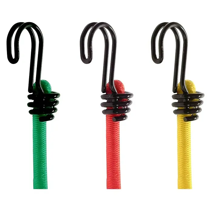 MasterLock Gepäckspanner-Set Twin Wire&Trade - 10 -tlg. - Bunte Spanngummis mit Haken in Grün, Rot und Gelb, ideal zum Sichern und Befestigen von Gegenständen.