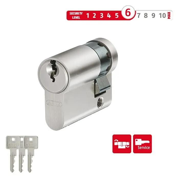 Abus Profilzylinder E20 NP - Baulänge innen: 10 mm, Baulänge außen: 30 mm, Anzahl Schlüssel: 3 Stk. - ABUS Zylinder mit einem Sicherheitslevel von 6 und 3 Schlüssel bietet guten Schutz für Ihr Zuhause.