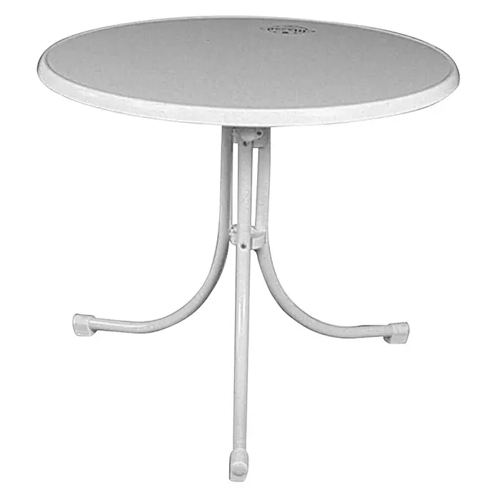 MFG Balkontisch rund - Ø x H: 85 x 71 cm, Stahl, Holzspannplatte, Klappbar, Weiß - Weißer Klapptisch mit rundem Design. Ideal für drinnen und draußen, platzsparend und leicht zu verstauen.