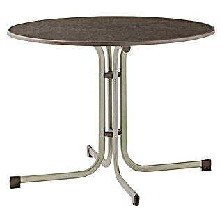 Sieger Balkontisch rund (Ø x H: 100 x 72 cm, Stahl, Mecalit, Klappbar, Champagner/Mocca)