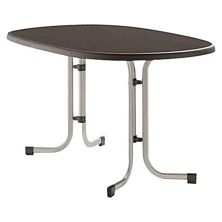 Sieger Gartentisch (L x B x H: 140 x 90 x 72 cm, Stahl, Mecalit, Oval, Anthrazit/Graphit)