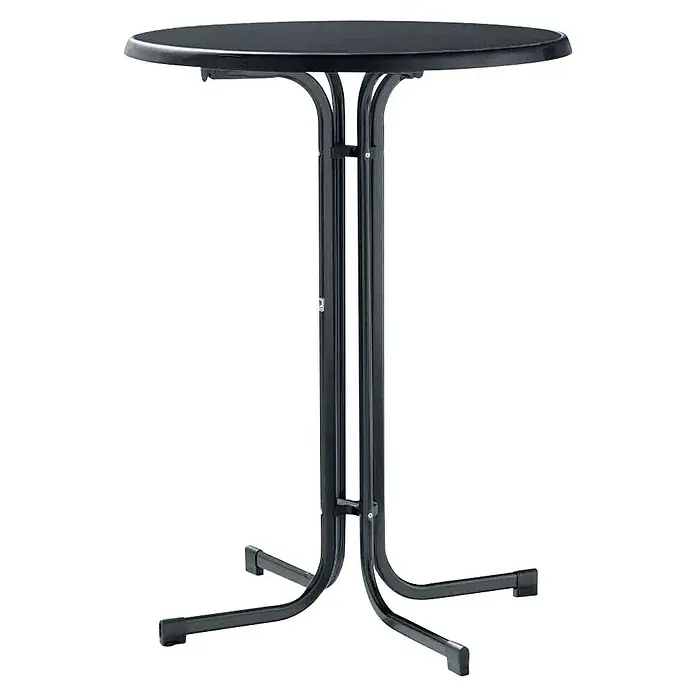 Sieger Garten-Stehtisch rund - Ø x H: 86 x 112 cm, Stahl, Kunststoff, Klappbar, Anthrazit - Schwarzer Stehtisch mit runder Tischplatte und klappbarem Gestell. Ideal für Partys und Veranstaltungen, platzsparend verstaubar.