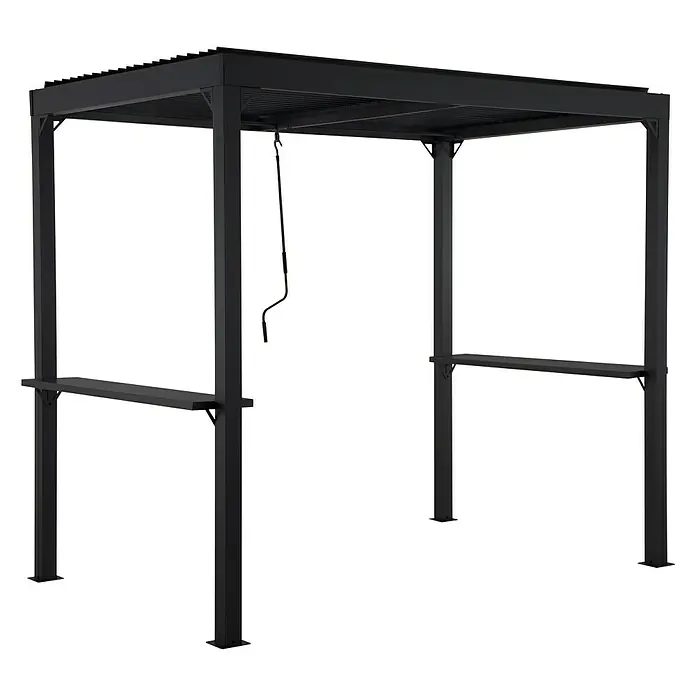 Sunfun Melina Pérgola para barbacoa - An x Pr: 250 x 160 cm, Color del armazón: Negro, Aluminio - Pérgola negra independiente con postes y suspensión de cadena para espacios exteriores.