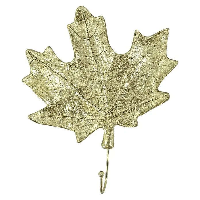 Garderobenhaken Set Ginko/Ahorn - L x B x H: 20 x 3,5 x 25 cm, Gold - Goldfarbener Ahornblatt-Wandhaken.