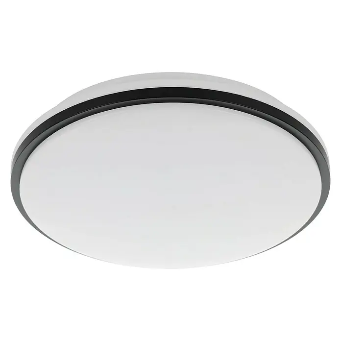 Eglo LED-Deckenleuchte rund - 18 W, Ø x H: 34 x 6,5 cm, Schwarz, Neutralweiß - Elegante Deckenleuchte mit weißem Diffusor und schwarzem Akzentring für eine moderne Beleuchtung in jedem Raum.