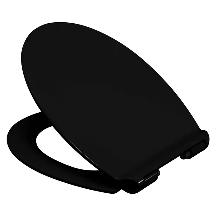 Poseidon WC-Sitz Montreal - Duroplast, Schwarz, Mit Absenkautomatik - Schwarzer Toilettensitz mit Deckel, elegante Badkeramik für ein stilvolles Badezimmerdesign. Hochwertige Verarbeitung für Komfort und Hygiene.