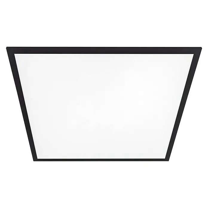 Tween Light LED-Panel Schwarz - 33 W, L x B x H: 59,5 x 59,5 x 5 cm, Schwarz, Neutralweiß - Schwarzer, trapezförmiger Deckenpanel-Rahmen mit einer großen, leuchtend weißen Fläche. Perfekt für moderne Beleuchtungskonzepte.