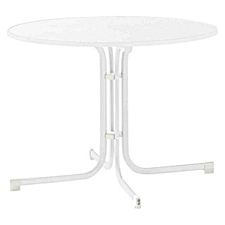 Sieger Gartentisch mit Dekorplatte (L x B x H: 100 x 100 x 72 cm, Klappbar, Weiß, Stahl, Pulverbeschichtet)
