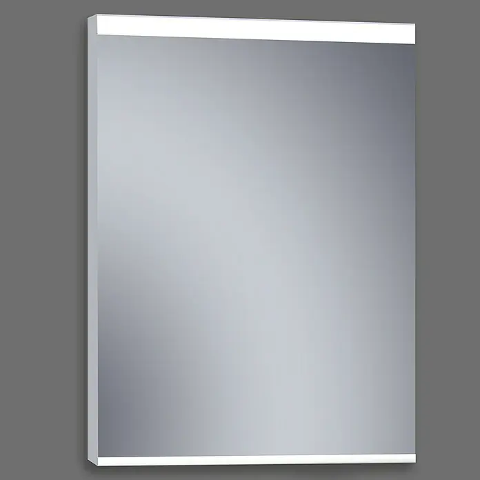 Camargue Espejo con luz París - 60 x 80 cm, Acero - Un espejo rectangular elegante con iluminación integrada en los bordes superior e inferior. Ideal para baños modernos.