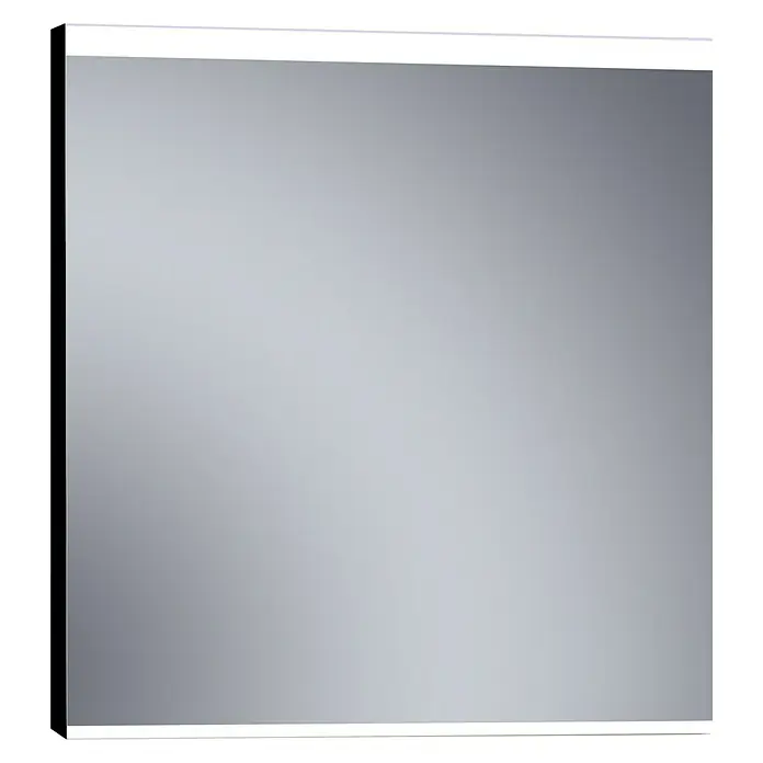 Camargue Espejo con luz París - 80 x 80 cm, Negro - Espejo cuadrado con diseño minimalista e iluminación integrada para un ambiente de baño moderno.