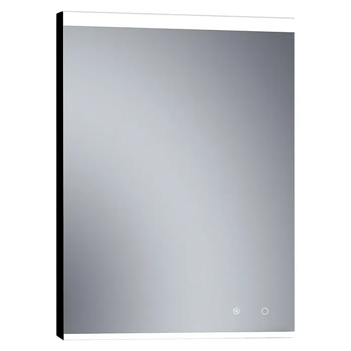 Camargue Espejo con luz París Plus - 60 x 80 cm, Negro, Bombillas y tubos - Un espejo rectangular de baño con iluminación LED integrada, diseñado para aportar un ambiente moderno y luminoso al baño.