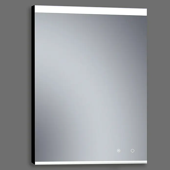 Camargue Espejo con luz París Plus - 60 x 80 cm, Negro, Bombillas y tubos - Un espejo rectangular vertical iluminado con LED y marco negro, perfecto para baños o vestidores. Su iluminación proporciona una luz agradable.