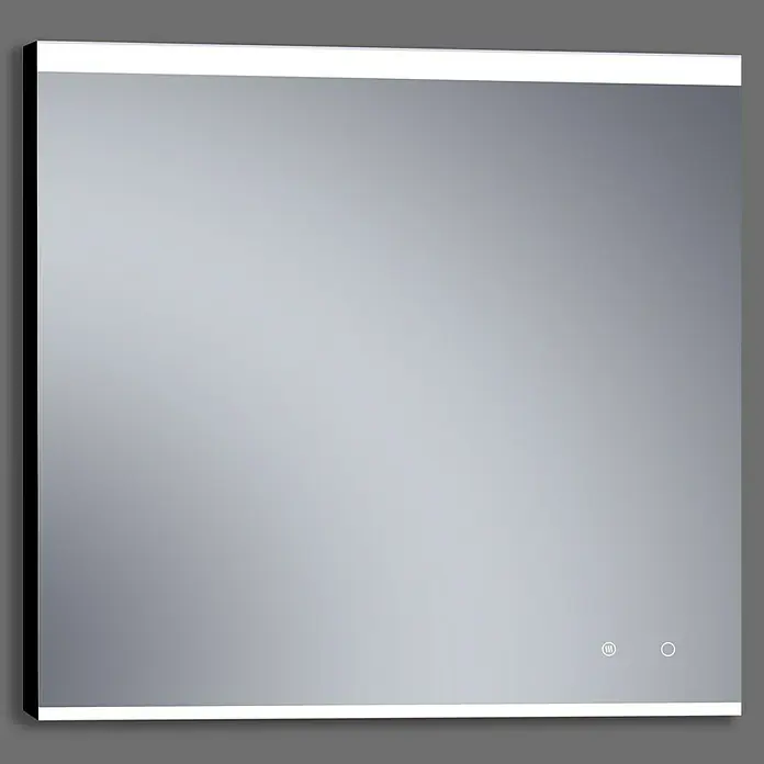 Camargue Espejo con luz París Plus - 100 x 80 cm, Negro, Bombillas y tubos - Espejo cuadrado iluminado con LED y diseño minimalista, ideal para baños modernos.