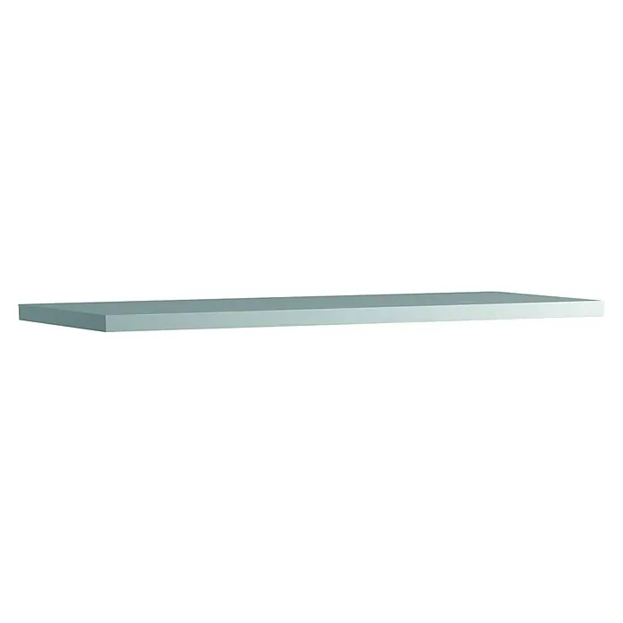 Encimera para lavabo Atlantis - L x An x Al: 46 x 140 x 3 cm, Blanco - Aquí hay un contenedor rectangular gris con agujeros en los bordes, ideal para almacenamiento u organización.