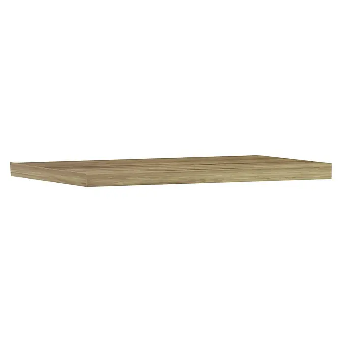 Encimera para lavabo Atlantis - L x An x Al: 46 x 80 x 3 cm, Miel - Primer plano de una tabla de madera con una hermosa veta y tonos cálidos, ideal para la fabricación de muebles o decoración.