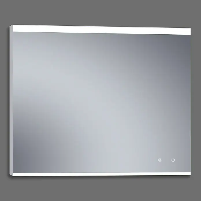 Camargue Espejo con luz París Plus - 120 x 80 cm, Acero, Bombillas y tubos - Un espejo de baño rectangular iluminado con un diseño minimalista, con una iluminación LED suave para un toque moderno.