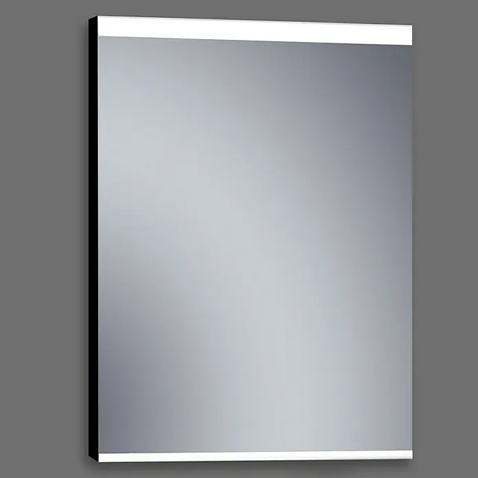 Camargue Espejo con luz París - 60 x 80 cm, Negro - Un espejo rectangular iluminado con LED y marco negro, ideal para baños o vestidores, que combina diseño moderno con funcionalidad.