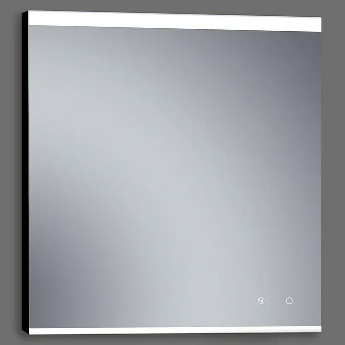Camargue Espejo con luz París Plus - 80 x 80 cm, Negro, Bombillas y tubos - Espejo de baño cuadrado con iluminación LED, marco delgado y sensores táctiles para una elegancia moderna.