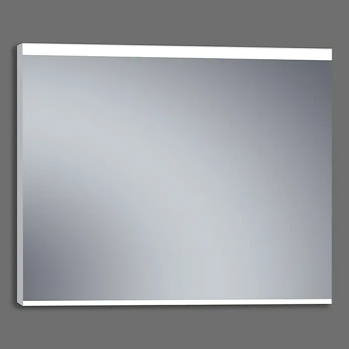 Camargue Espejo con luz París - 120 x 80 cm, Acero - Un elegante espejo rectangular con iluminación LED integrada en los bordes superior e inferior, ideal para baños modernos.
